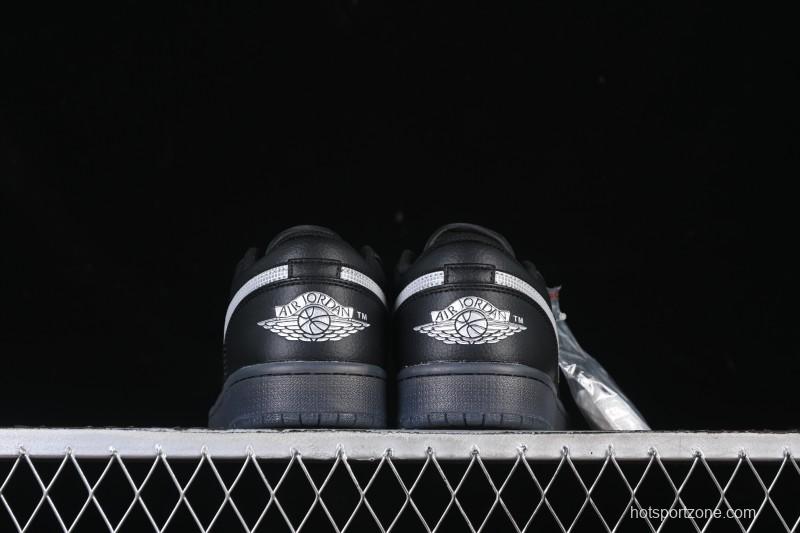 Nike Air Jordan 1 Low AJ1 Black White Canvas Patch Low Top Casual Basketball Shoes - HV5968-001
