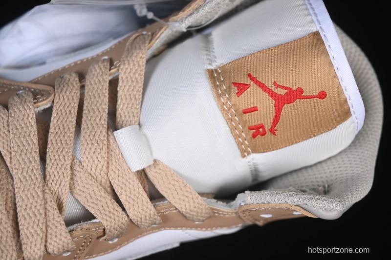Nike Air Jordan 1 Mid AJ1 White Wheat Mid-Top Casual Sneakers - DQ8426-200