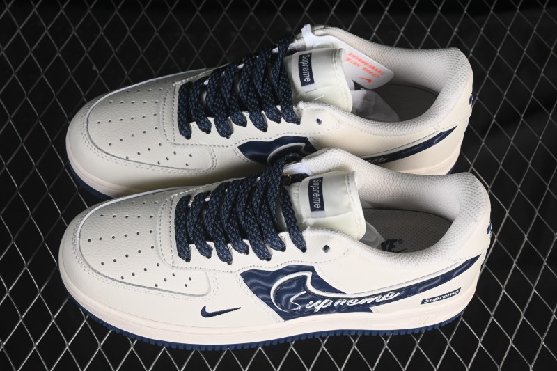Nike Air Force 1'07 Low Supreme Co-branded Ripple Beige Blue Casual Skate Shoes - XY2025-001