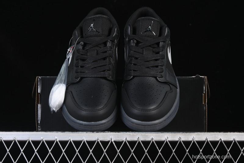 Nike Air Jordan 1 Low AJ1 Black White Canvas Patch Low Top Casual Basketball Shoes - HV5968-001