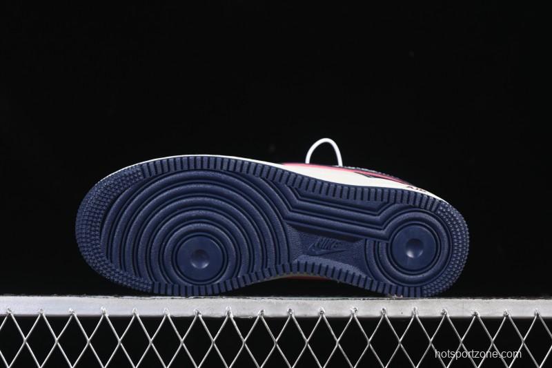 Nike Air Force 1 '07 Low Supreme Collaboration White Blue Wine Red Casual Sneakers - YF9511-801