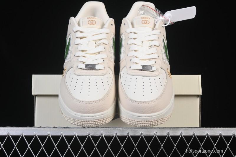 Nike Air Force 1 '07 Low Gucci Collaboration White Brown Green Casual Sneakers - YF9511-804