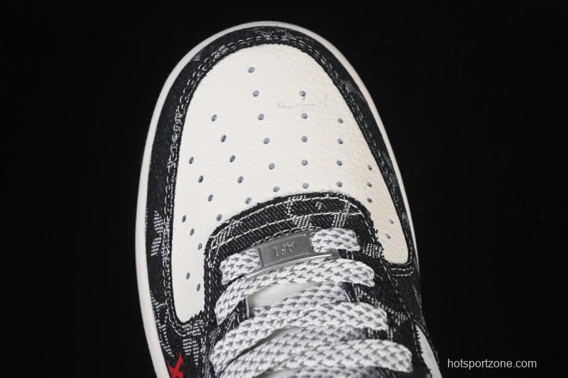 Nike Air Force 1 '07 Low LV Collaboration Denim Beige Black Stitching Casual Sneakers - MZ9588-815