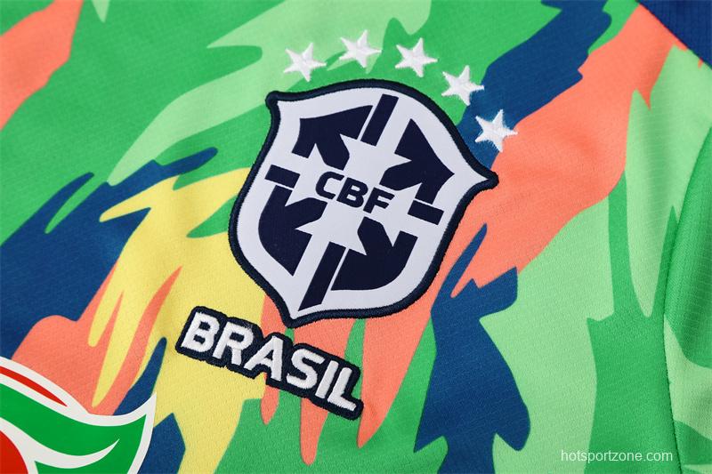 25/26 Brazil Blue Green Camouflage with XS Short Sleeve+Soccer Shorts