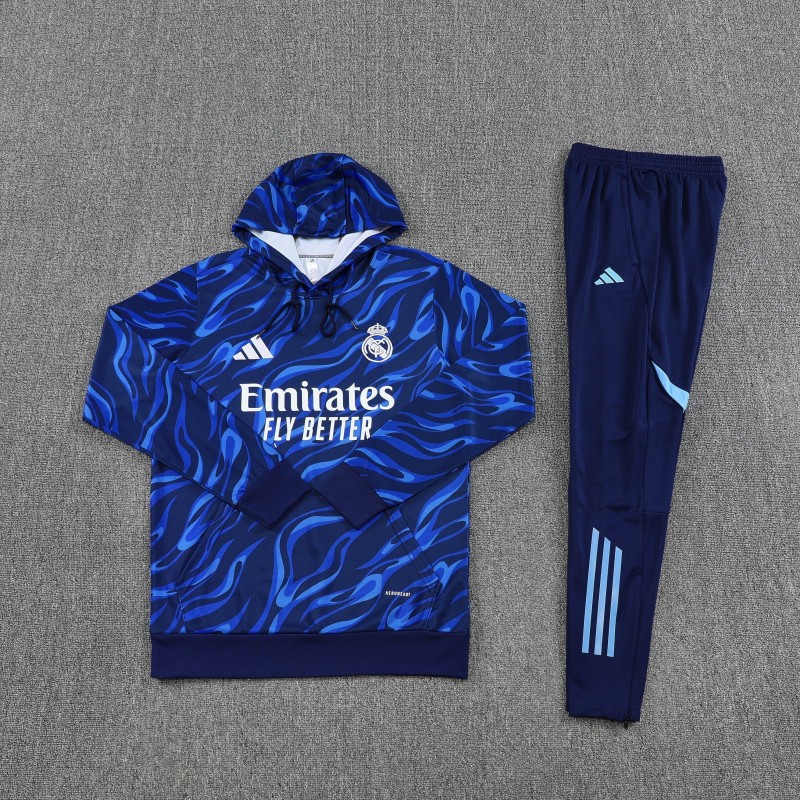 25/26 Real Madrid Blue Hoodie +Long Pants