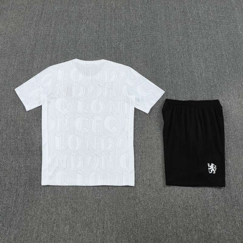 25/26 Chelsea White Short Sleeve Jersey+Shorts