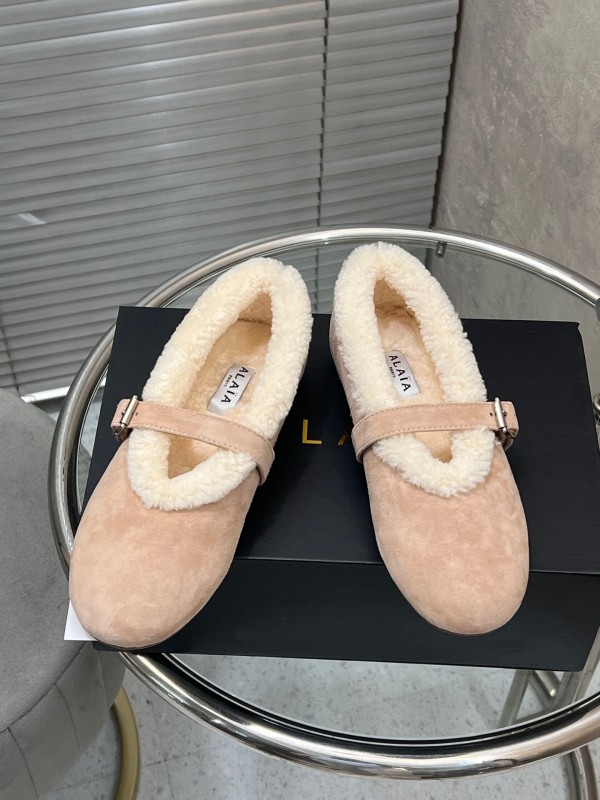Alaia Fall/Winter 2025 Wool Mary Jane Ballet Flats - KFY00310
