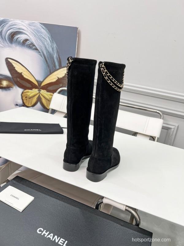 Chanel 2025 SS Quilted Leather Chain CC Logo Flat Ankle Boots - LY00510