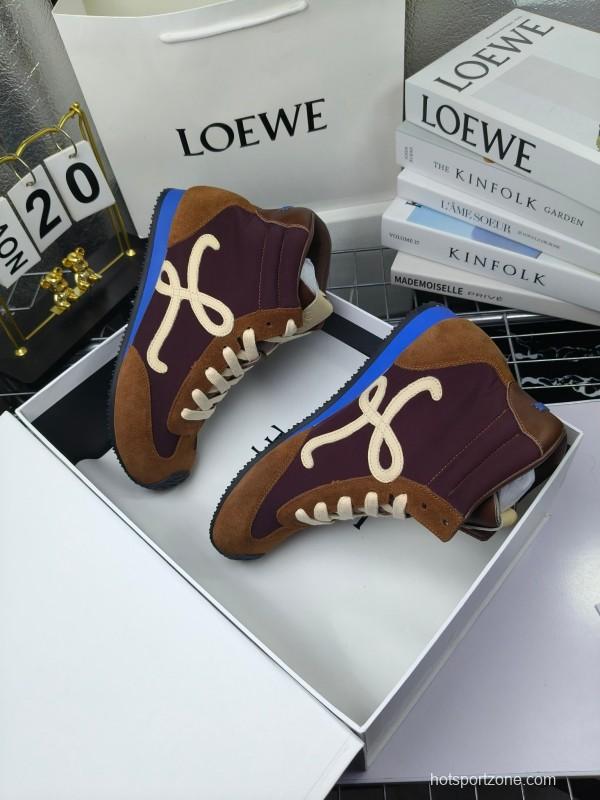 LOEWE High-Top German Training Sneakers Retro Fashion Casual White Shoes - LY00330