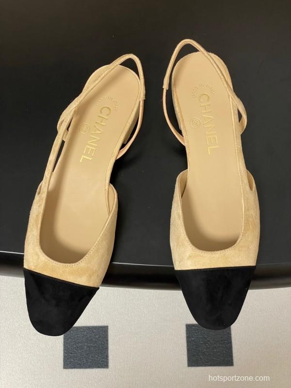 Chanel Sling-back Two-tone Suede Flats/Heels - KFY00280