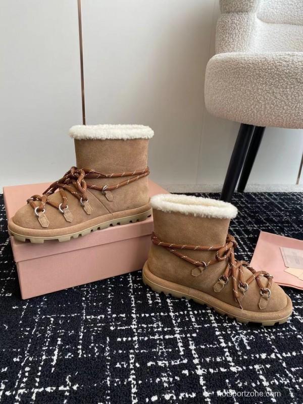 Miu Miu 2025 SS Lace-Up Snow Boots - AS00310