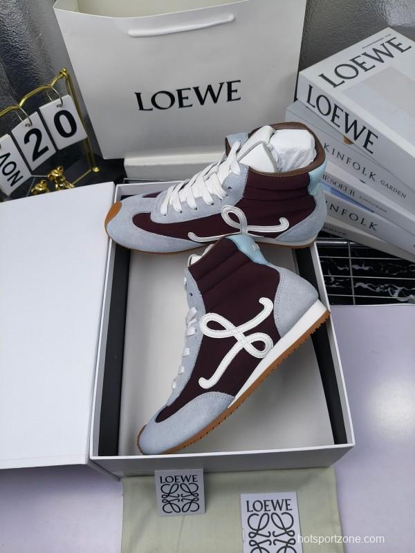 LOEWE High-Top German Training Sneakers Retro Fashion Casual White Shoes - LY00330