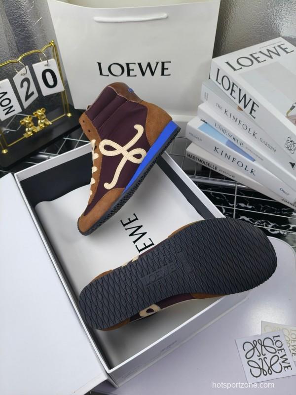 LOEWE High-Top German Training Sneakers Retro Fashion Casual White Shoes - LY00330