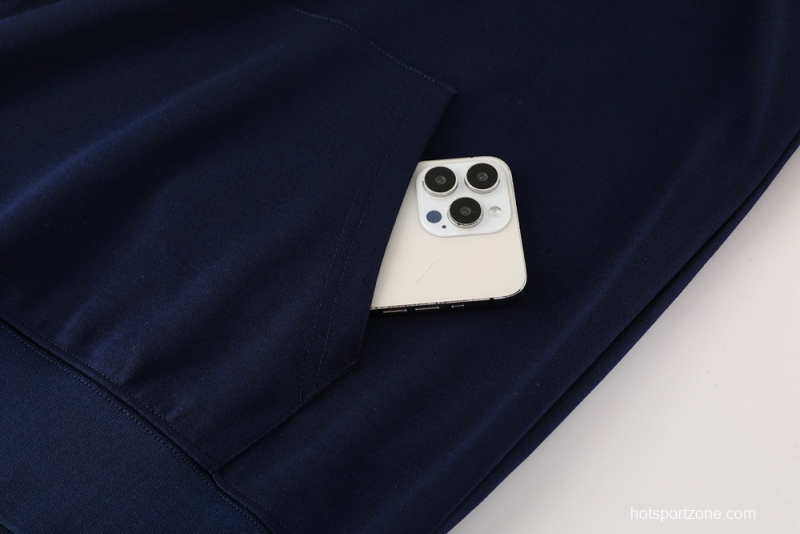 25/26 Real Madrid Royal Blue Half Zipper Jacket+Long Pants S-2XL