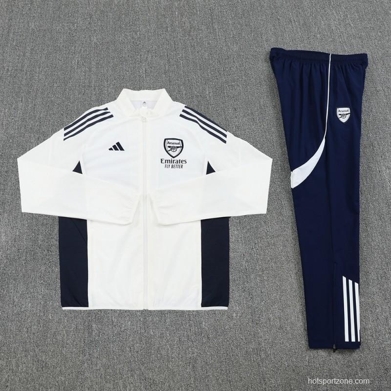 25/26 Arsenal White S-2XL Half Zipper Jacket+Long Pants