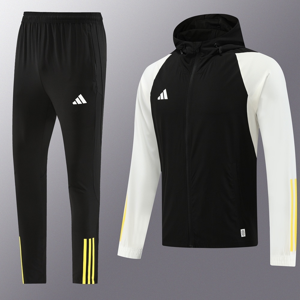 2025 Adidas Black White Half Zipper Jacket+Long Pants S-2XL