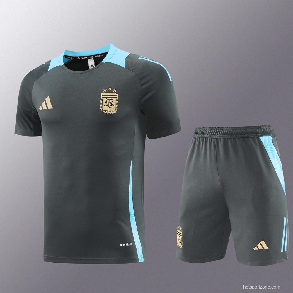 2025 Argentina Dark Gray Short Sleeve+Soccer Shorts
