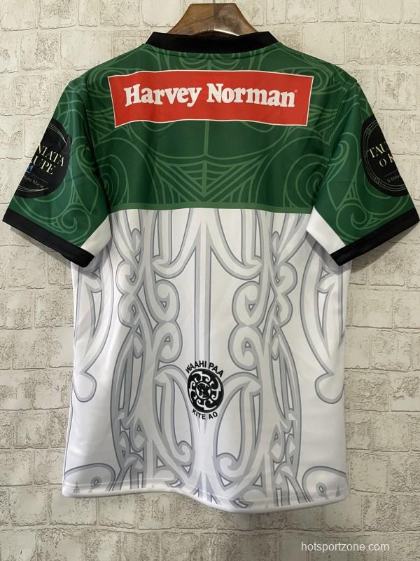 2026 NRL Maori All Stars White with Green Maori Art Pattern Jersey