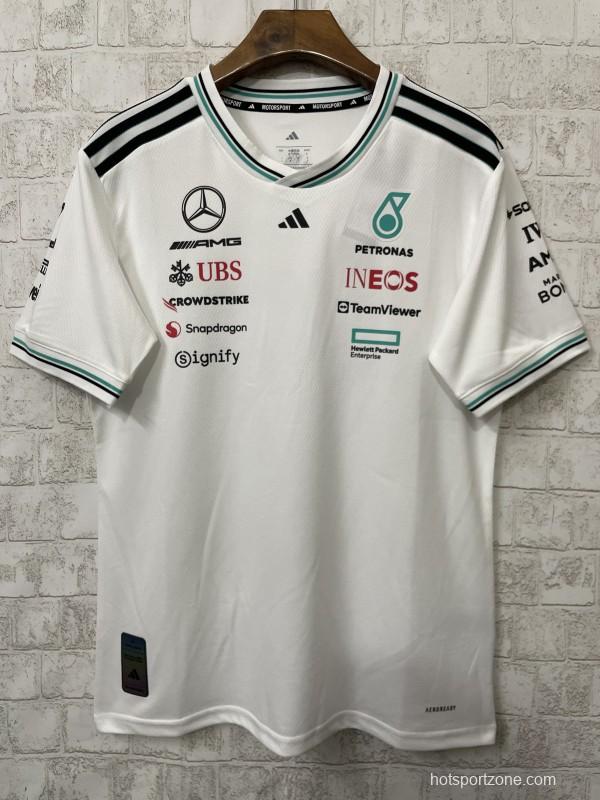 2026 F1 Mercedes-AMG Petronas F1 Team White with Teal and Black Trim Jersey