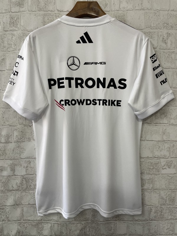 2026 Mercedes-AMG Petronas F1 Team White with Black Shoulder Stripes Shirt