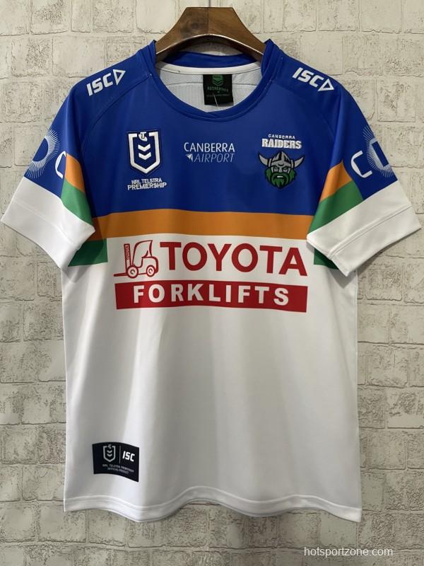 25/26 Canberra Raiders White with Blue, Green and Gold Stripes Jersey