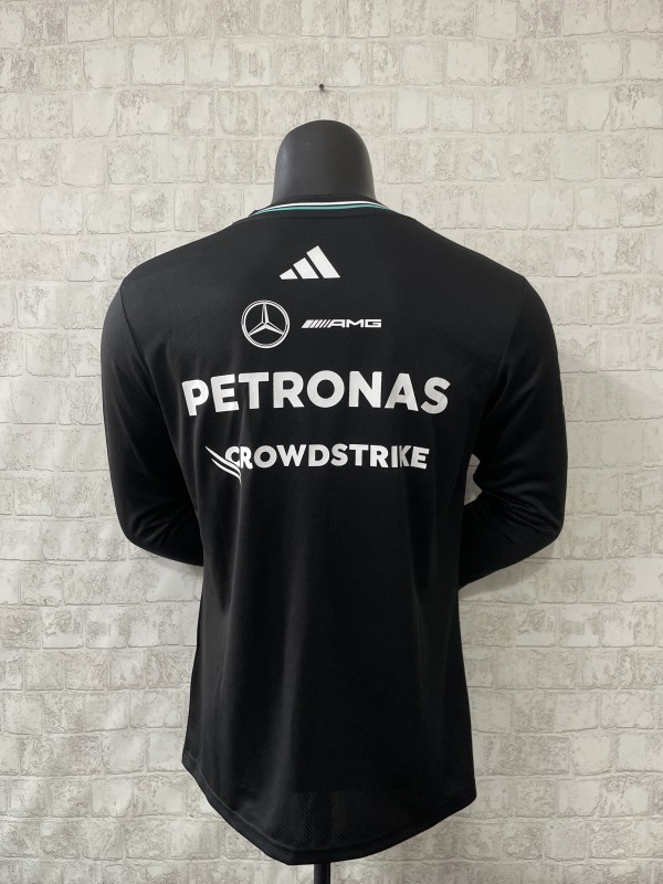 2026 F1 Mercedes-AMG Petronas F1 Team Black with Teal Trim Long Sleeve Shirt