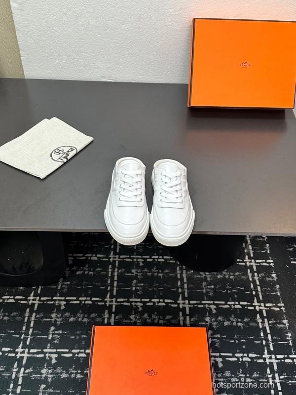 Hermès Deep Series Couple White Sneakers Casual Skate Shoes - AS00320