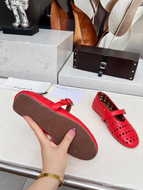 Alaia 2025/SS Perforated Ballet Flats - LY00320