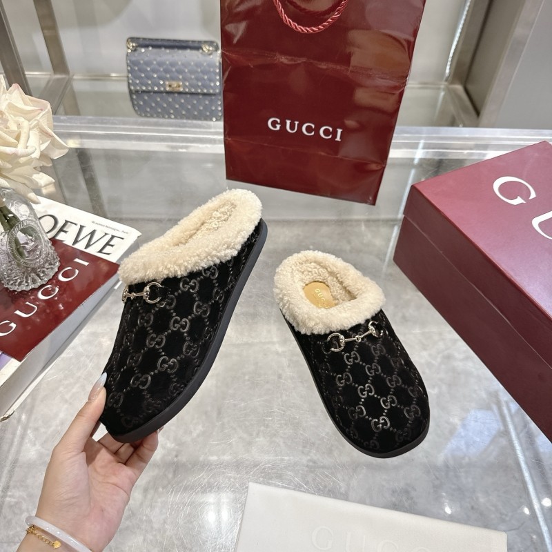 Gucci 2025/SS Autumn Winter New Suede Leather Horsebit Women's Wool Loafers - LY00260