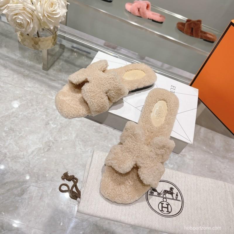 H Home Love Teddy Wool H Slippers Flat Sole Winter - LY00240