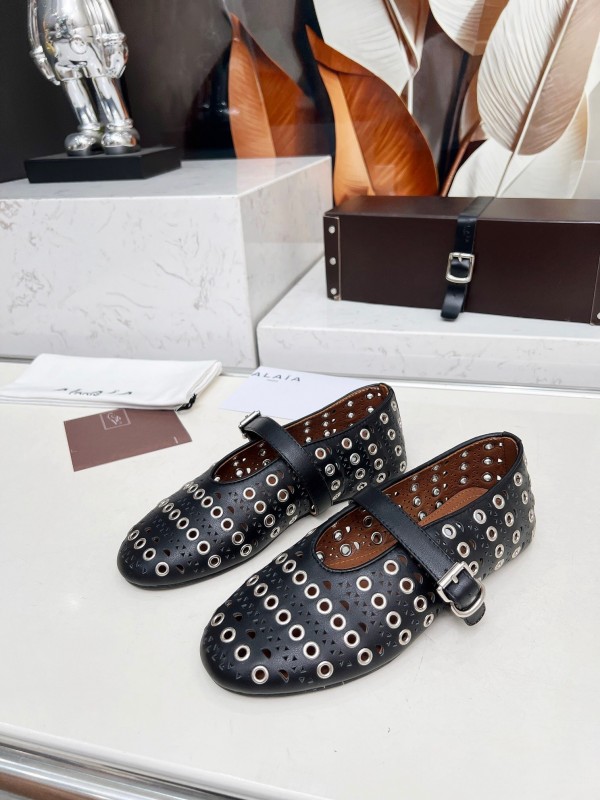 Alaia 2025/SS Perforated Ballet Flats - LY00320