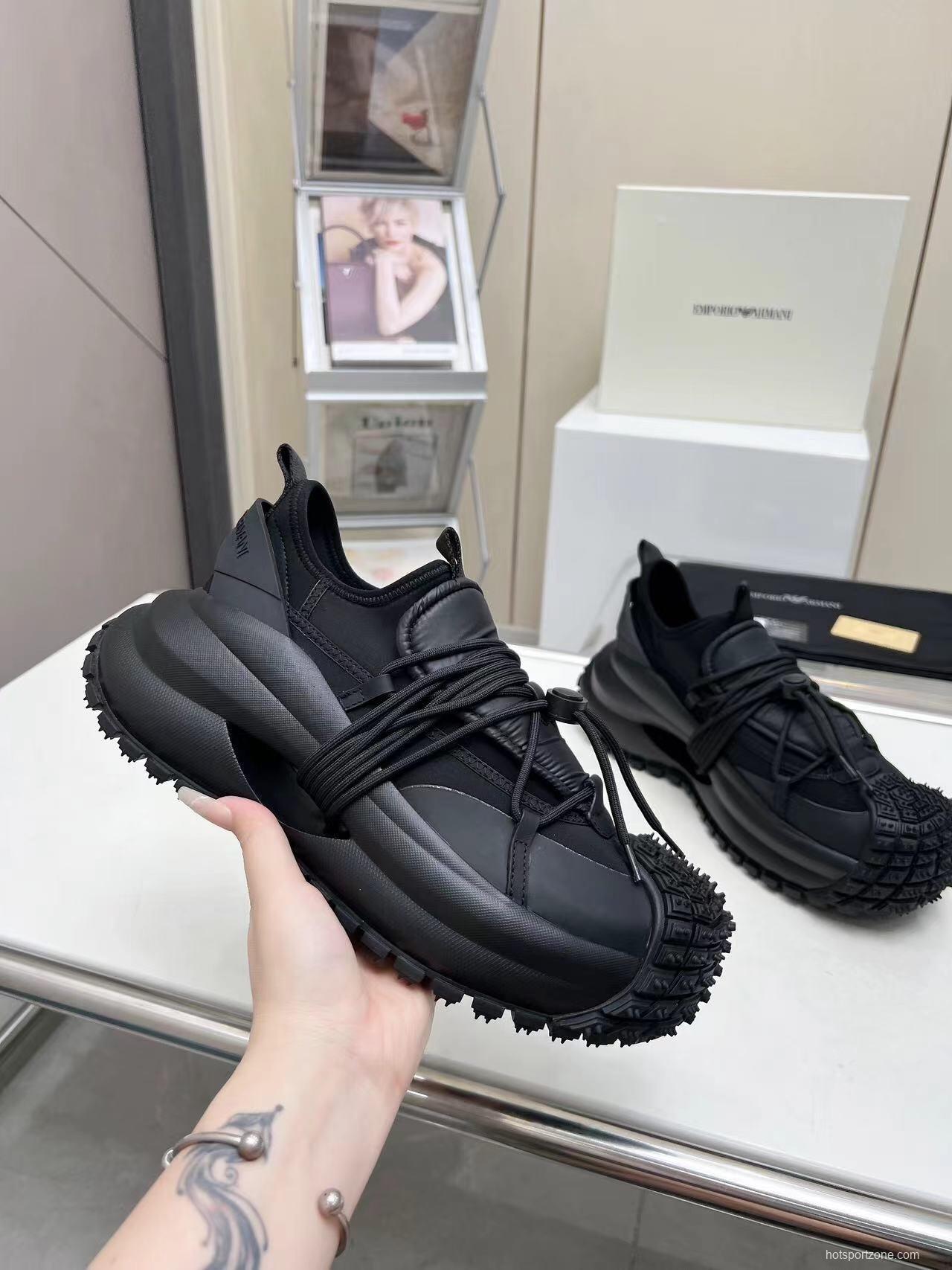 Armani 2025/SS Men's Sneakers with Tire Sole and Drawstring Design - LY00420