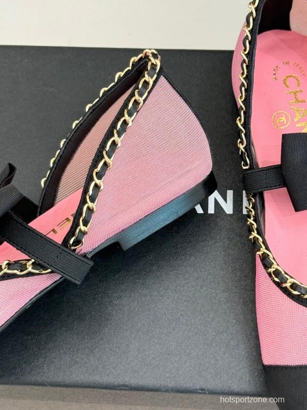 Chanel 2025 SS Hollow Chain Bow Mary Jane Shoes - KFY00290/KFY00300