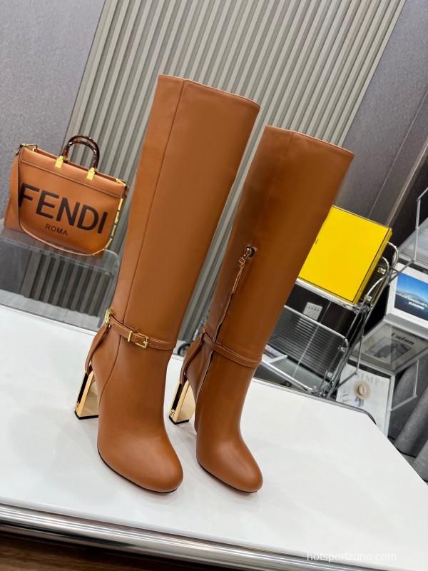 FENDI Delfina Round Toe Boots with FF Buckle - LY00520