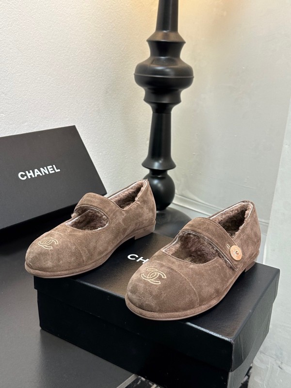 Chanel 2025/SS Autumn Winter New French Mary Jane Shoes Fur Shoes - KFY00300