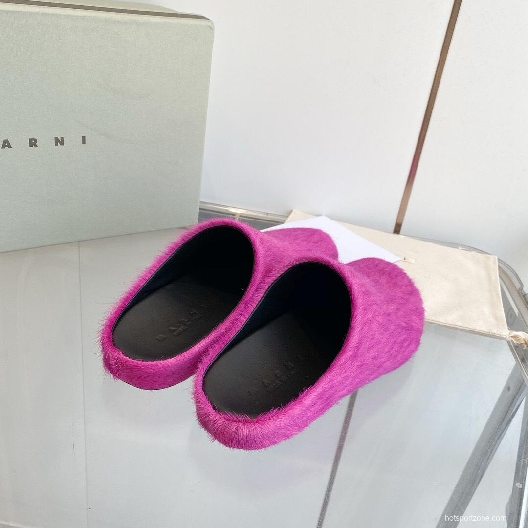 Marni 2025/SS Mule Shoes with Pony Hair Design - LY00