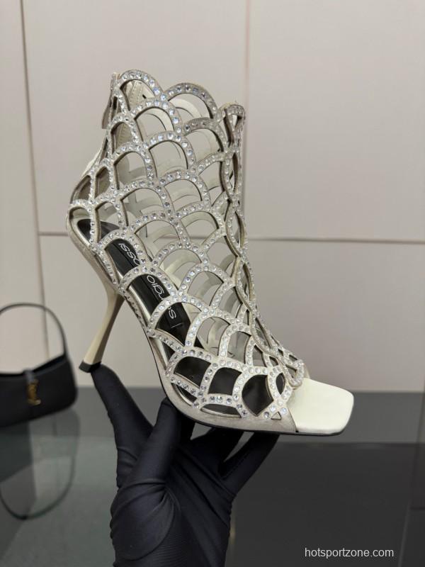 Sergio Rossi Mermaid Sandals 2025 SS Collection Elegant Fishnet High Heels - KFY00470
