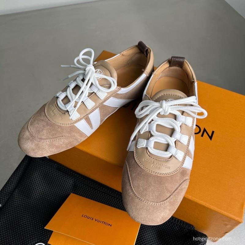 Lv Sneakerina 2025 SS Ballet Round Toe Lace-Up Low Top Lifestyle Casual Shoes - YC