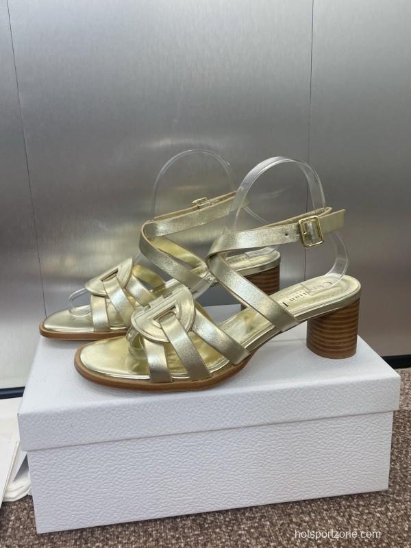 Dior D-Club Jelly Color Hollow Layered Cross Strap Mid Heel Women Shoes - KFY00290