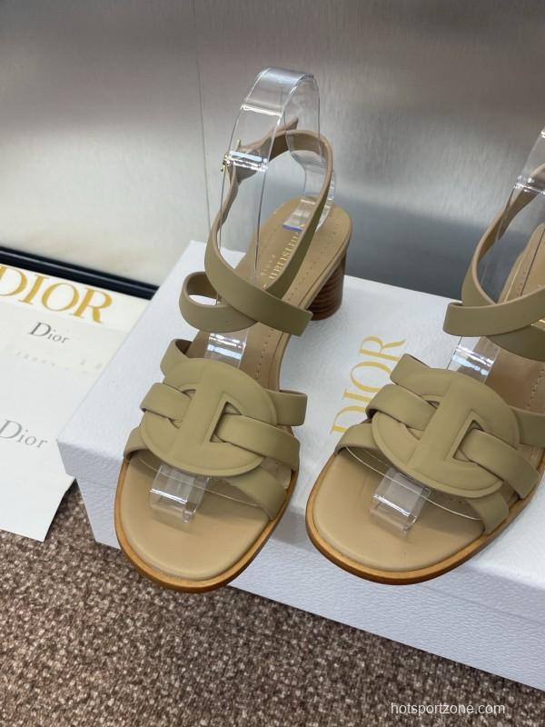 Dior D-Club Jelly Color Hollow Layered Cross Strap Mid Heel Women's Shoes - KFY00290