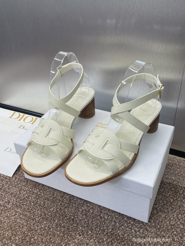 Dior D-Club Jelly Color Hollow Layered Cross Strap Mid Heel Women Shoes - KFY00290