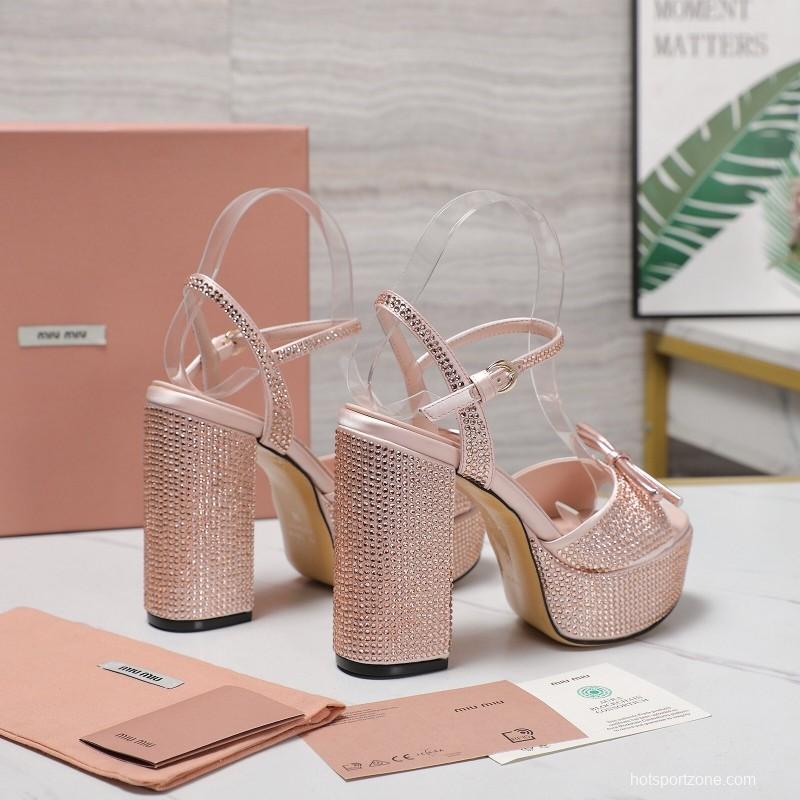 MIUMIU Bling Swarovski Crystal Sandals with 11.5cm Heel - KFY00340