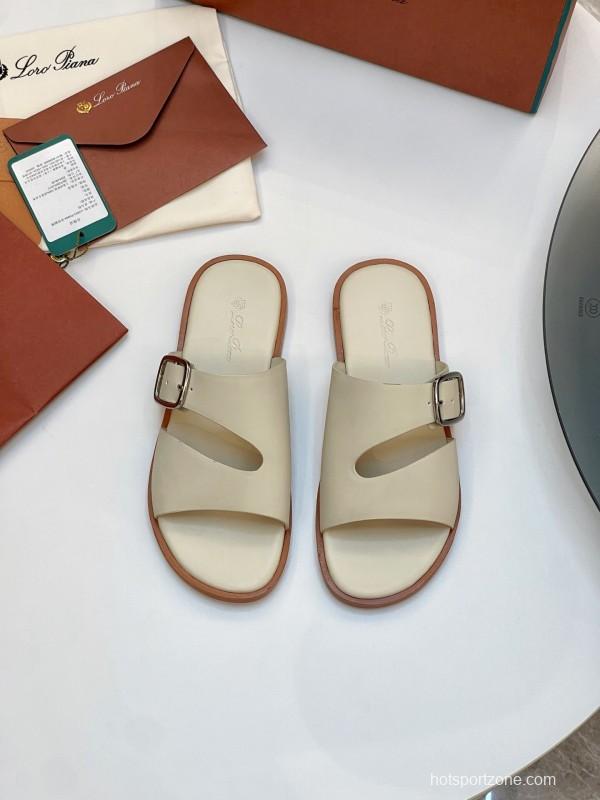 Loro Piana 2025 SS Men's Spring Summer Slippers with High-Quality Stitching and Original Sole - AS00250