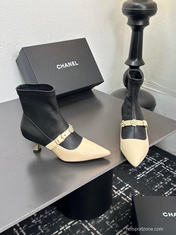 Chanel 2025/SS 24B Autumn Winter New High Heel Bow Sock Boots - LY00380