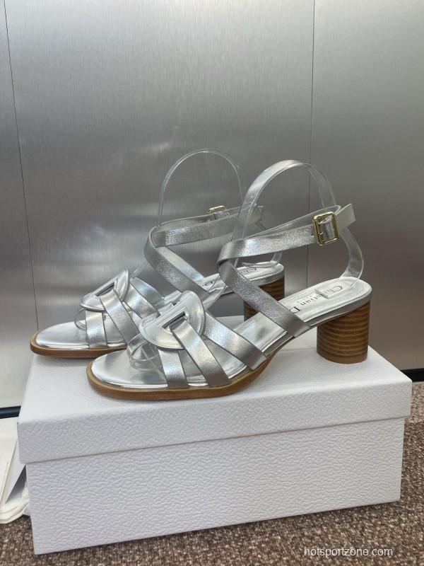 Dior D-Club Jelly Color Hollow Layered Cross Strap Mid Heel Women Shoes - KFY00290