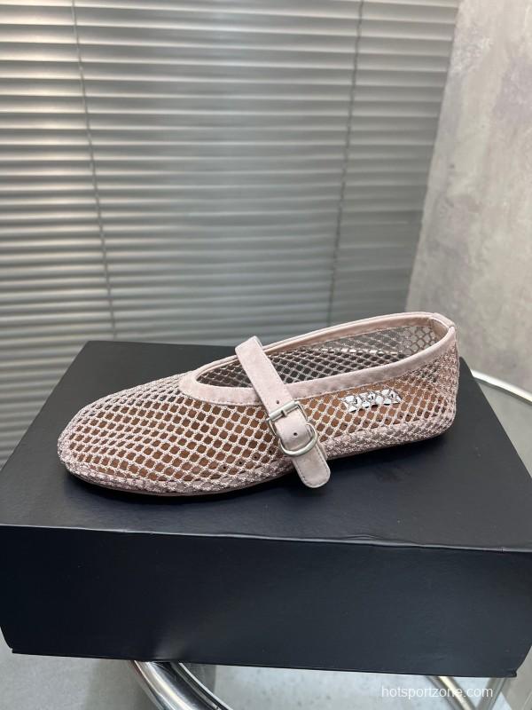 ALAIA 2025 Spring Summer Collection New Color Net Flat Sandals - KFY00270