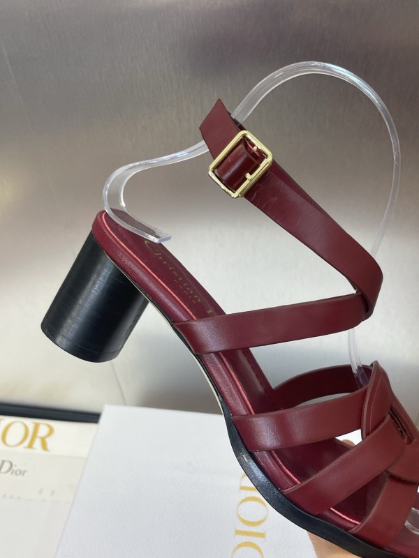 Dior D-Club Jelly Color Hollow Layered Cross Strap Mid Heel Women Shoes - KFY00290