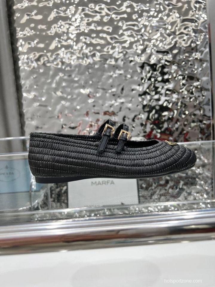 Prada Summer New Raffia Ballet Flats - KFY00340