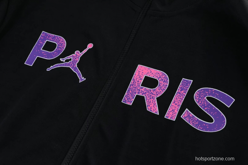 2025 Air Jordan Jumpman Black Purple Hoodie Full Zipper Jacket+Long Pants
