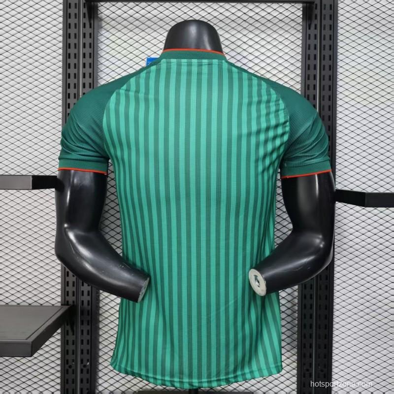 Player Version 2026 Algeria Home Green with Vertical Stripe Pattern Jersey